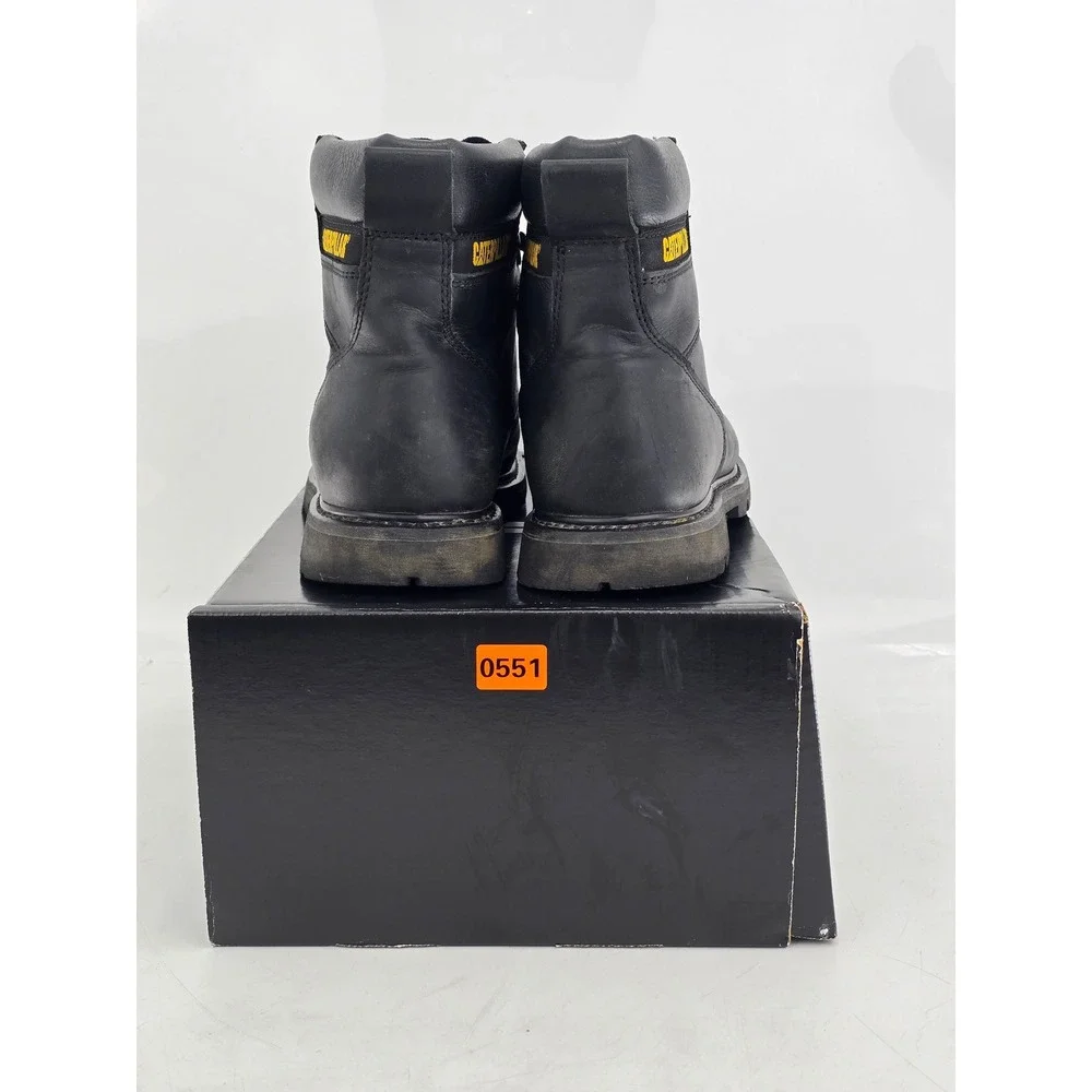 Caterpillar Second Shift Steel Toe Work Boots Mens 14 Black Leather - Good